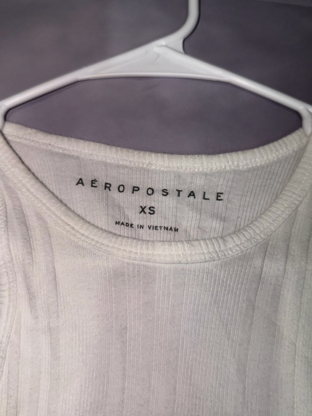 Aeropostale Cream Ribbed Racerback Crop Tank - Picture 3 of 3